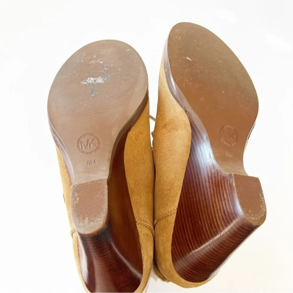 Michael Michael Kors Suede‎ Wedge Ankle Boot Size 8M Shearling Lined Glamping MK - Picture 3 of 8